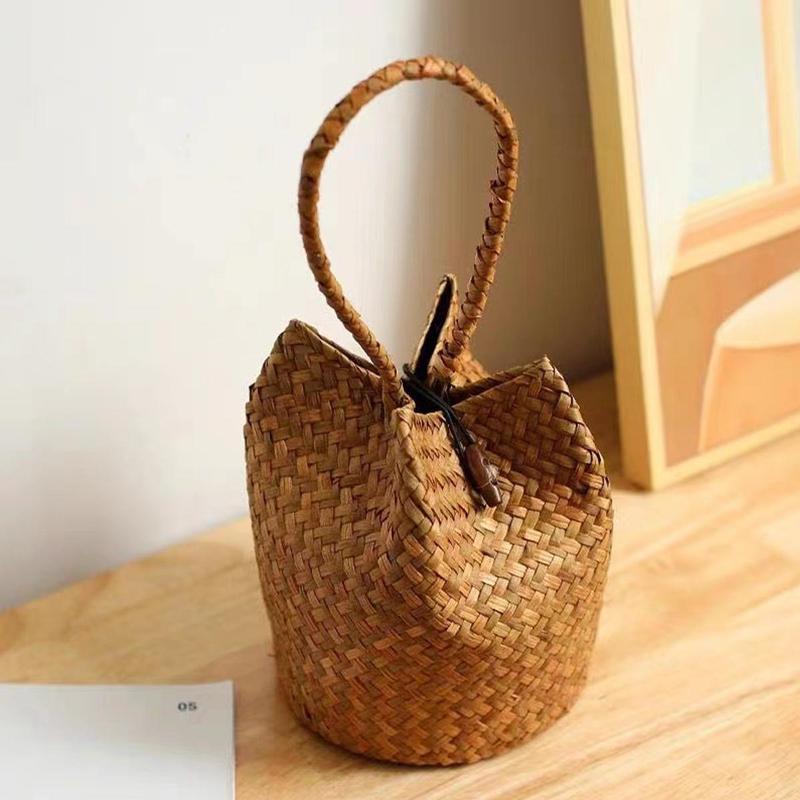 Boho Style Straw Handwoven Tote Bag, Creative Handmade Tote Bag, Storage Box for Wedding Candy Bag