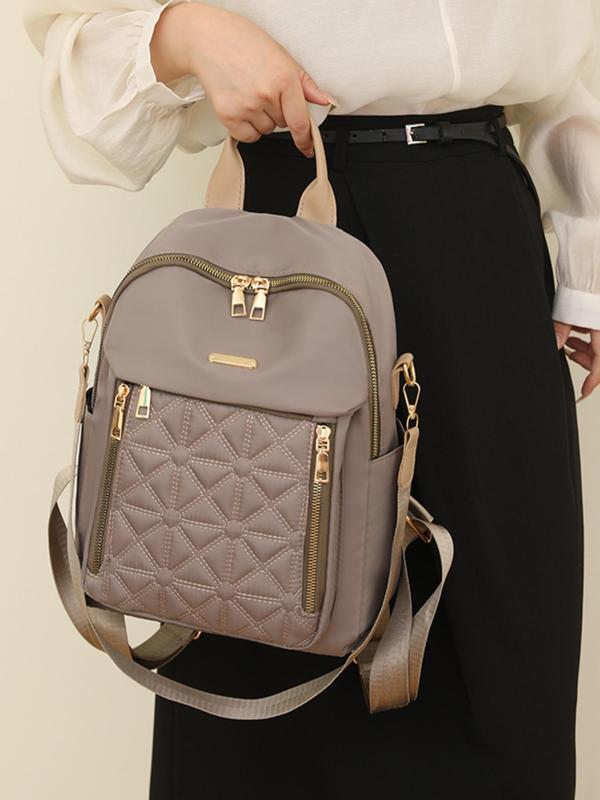 Large Capacity Quilted Backpack, Fashionable Zipper Backpack for Women & Men, Casual Versatile Travel Backpack for Daily Use