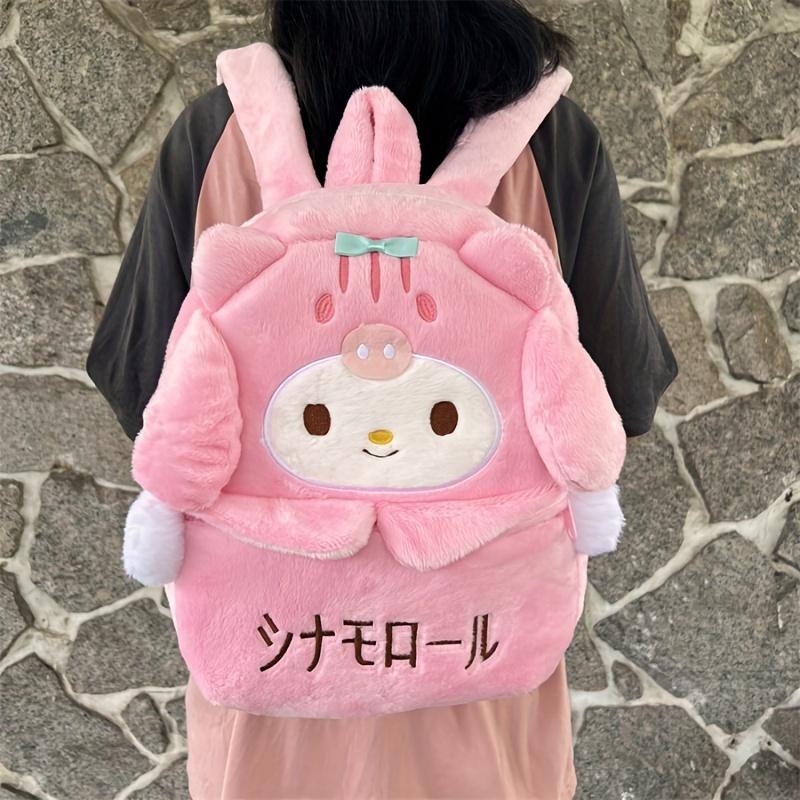 Sanrio Cute Plush Backpack - Kuromi, My Melody, KT Cat & Cinnamoroll Designs | Soft Daily Office Storage Bag