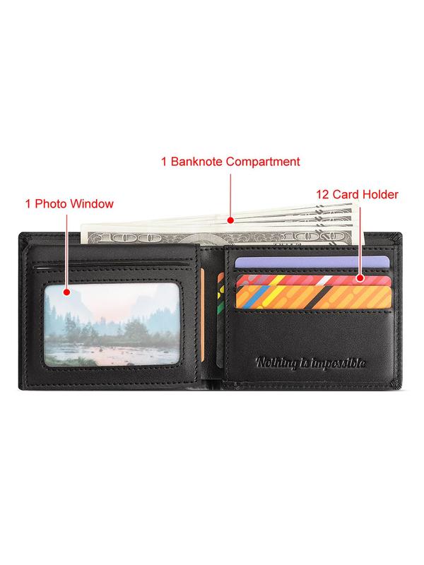 Men's Minimalist Plain Color Card Holder, Large Capacity Card Slot Bifold Wallet, Casual Trendy Versatile High-quality Daily Wallet