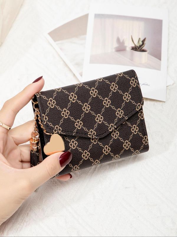 Women's Business Fashion Small Wallet with Tassel Charm, Multi Layer Portable Id Card Wallet, Minimalist Money Credit Card Wallet for Daily Travel