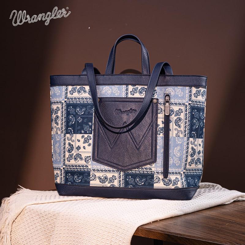 Wrangler Purse for Women Large Tote Bag with Sparkle Rheinstone Paisley Western Floral Top-handle Handbags wrangler totebag