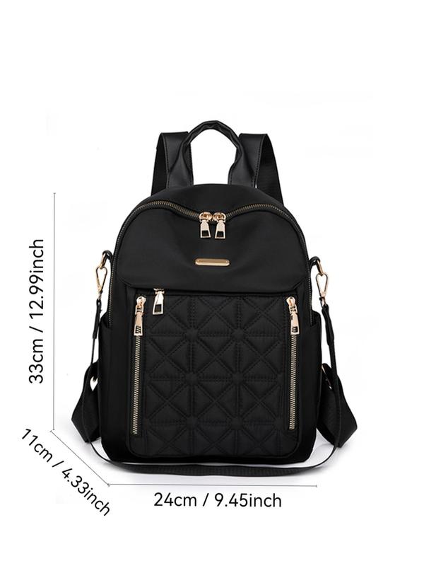Large Capacity Quilted Backpack, Fashionable Zipper Backpack for Women & Men, Casual Versatile Travel Backpack for Daily Use