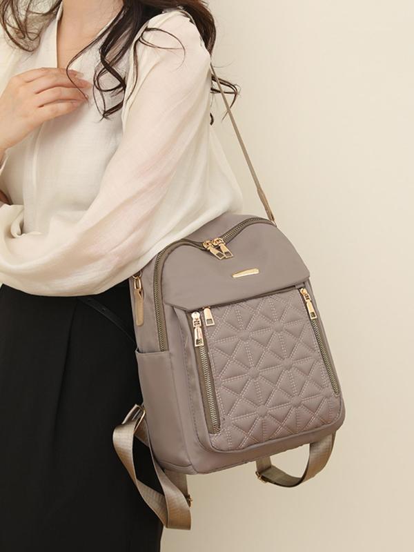 Large Capacity Quilted Backpack, Fashionable Zipper Backpack for Women & Men, Casual Versatile Travel Backpack for Daily Use