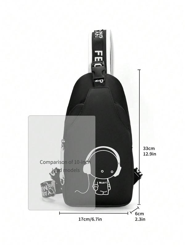 Men's Luminous Backpack & Chest Bag Set, Lightweight Large Capacity Backpack & Sling Bag, Fashionable Backpack Set for School & Travel