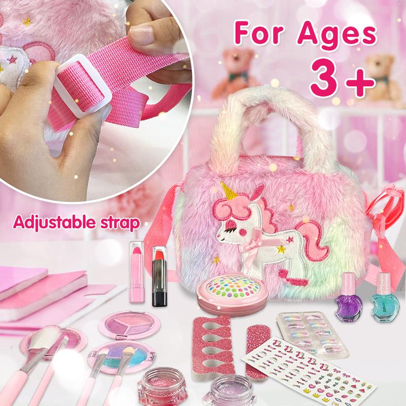 Pink Kid's Handbag for Kids Aged over 3, 4, 5, 6 Years Old Multi-layered Kid's Makeup Tools