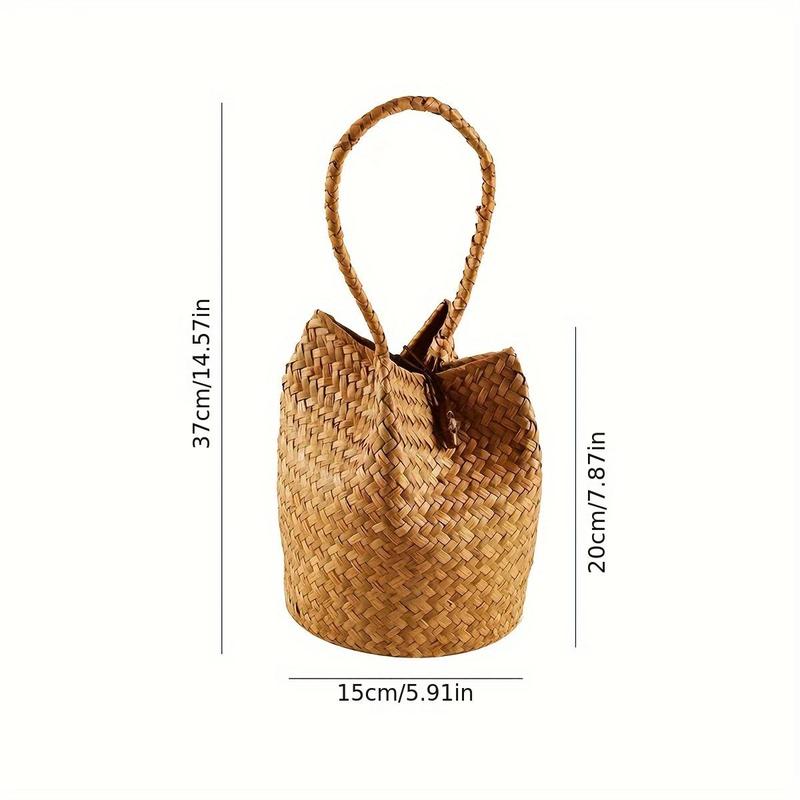 Boho Style Straw Handwoven Tote Bag, Creative Handmade Tote Bag, Storage Box for Wedding Candy Bag