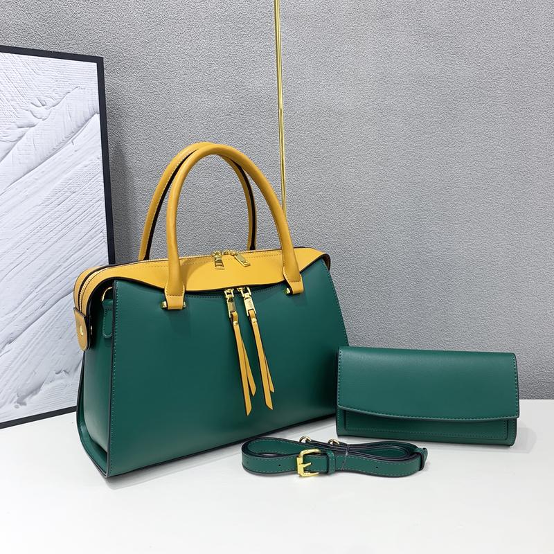 E121-New Women's Colorblock Large Capacity Multi-compartment Wallet Handbag High Quality Tote Bag