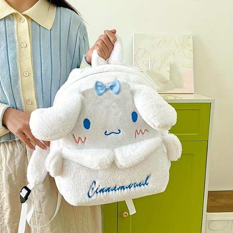 Sanrio Cute Plush Backpack - Kuromi, My Melody, KT Cat & Cinnamoroll Designs | Soft Daily Office Storage Bag