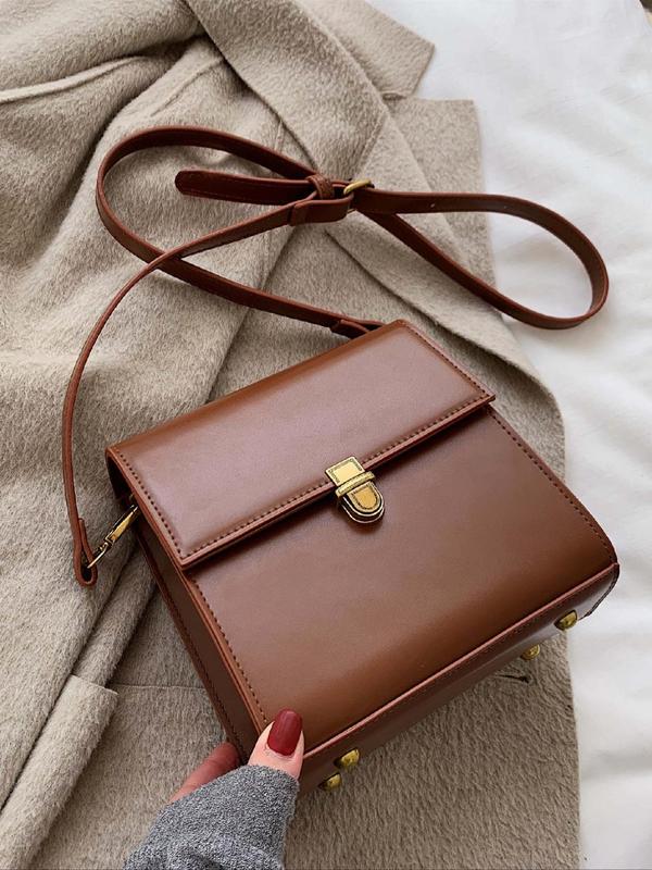 Women's Solid Crossbody Bag, Fashionable Pu Leather Zipper Shoulder Bag for Daily Use, Matching Flap Square Bag for Teen Girls College Students, Luxury Designer bag