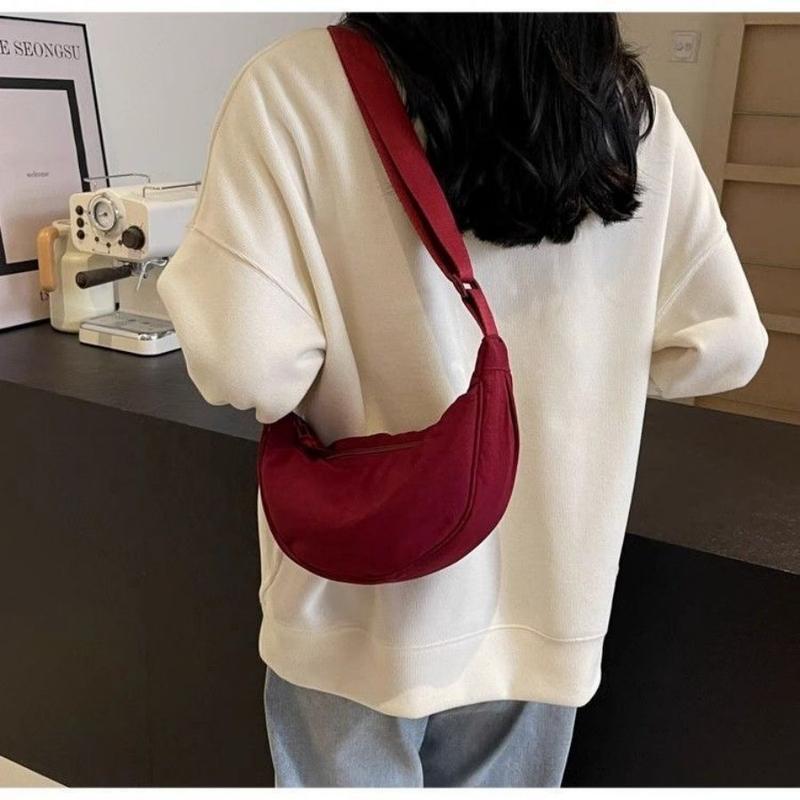 Crescent Bag Nylon Crossbody Bag Lightweight Hobo Sling Bag Small Shoulder Bag Purse Dumpling Bag