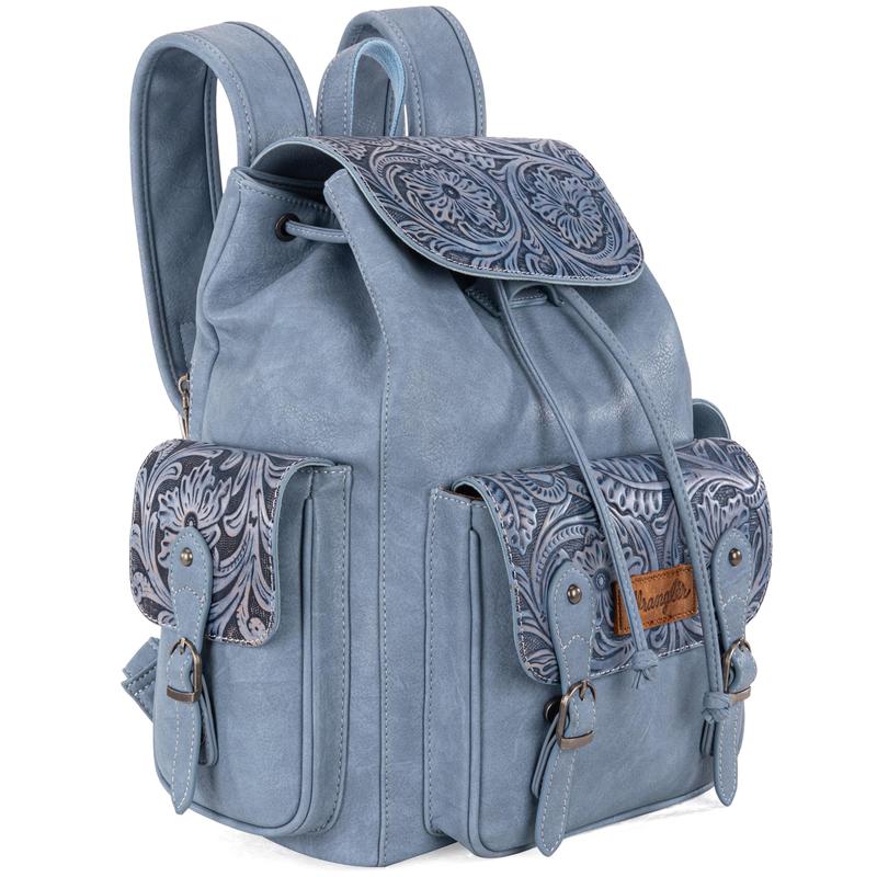 Wrangler Backpack Purse for Women Men Floral Tooled Designer Travel Bags