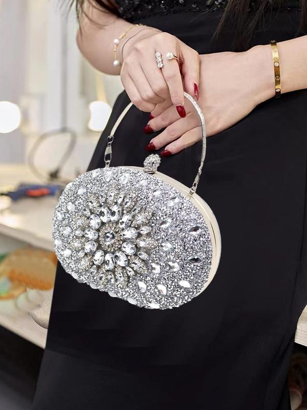 Women's Elegant Rhinestone Decorated Evening Bag, 2024 New Style Exquisite Trendy Evening Bag, Fashionable Bag for Party Prom & Wedding Decoration