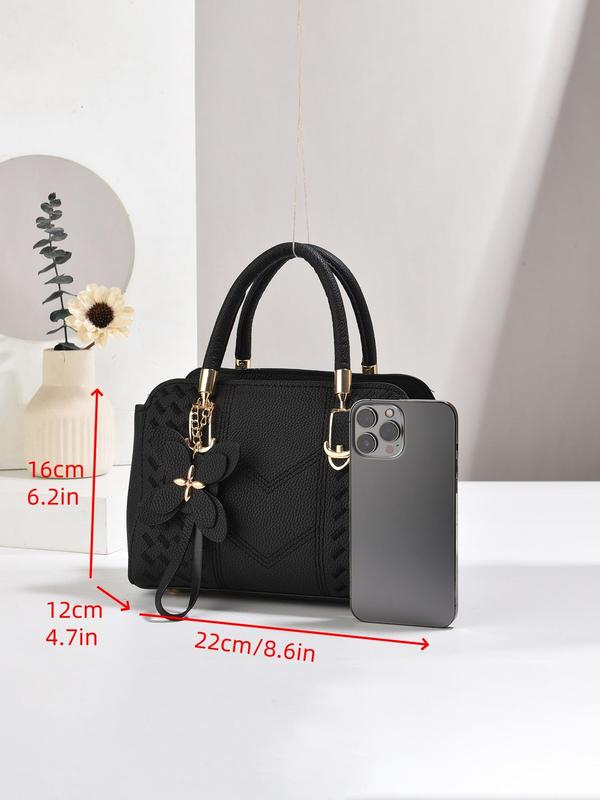 Women's Elegant Flower Decorated Shoulder Bag, Fashionable Pu Leather Crossbody Bag for Daily Used, Casual Trendy Versatile High-quality Daily Handbag