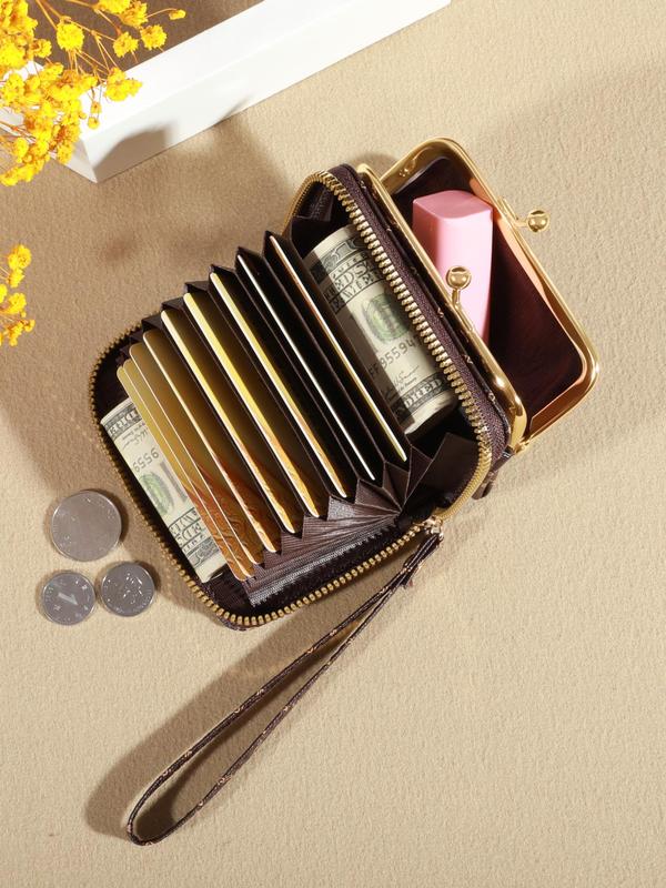 Women's Fashionable Heart & Letter Pattern Zipper Short Wallet, Vintage Multi-card Slots Card Holder with Coin Purse, Casual Trendy Versatile High-quality Daily Wallet