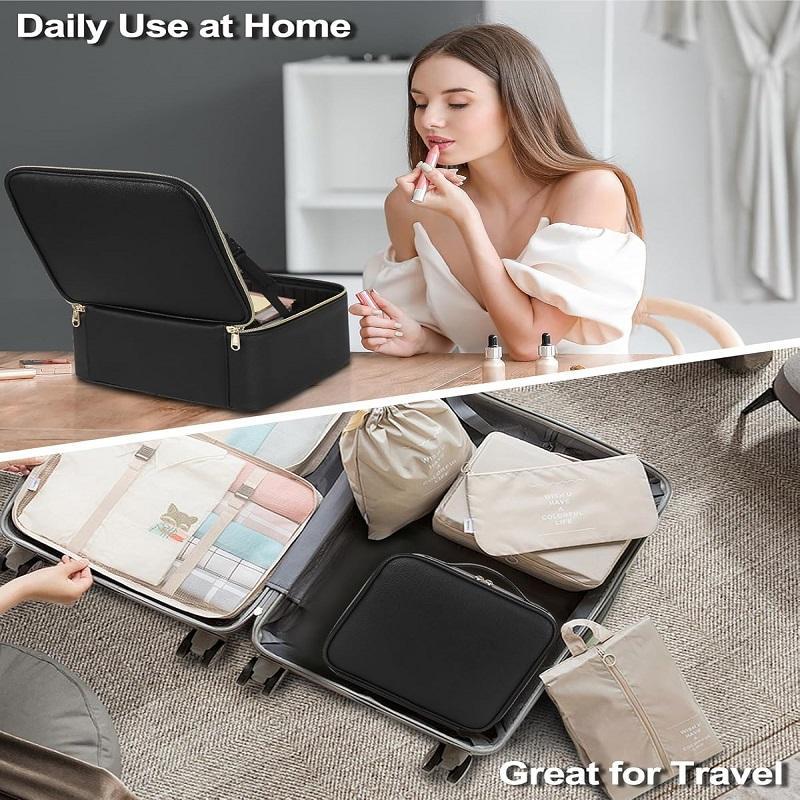 Portable Makeup Bag with LED Makeup Mirror, Large Capacity Cosmetic Storage Box with LED Light Mirror, Travel Makeup Bag for Christmas Gift, Makeup Organizer, Makeup Accessories, Mirror LED, Vanity Mirror