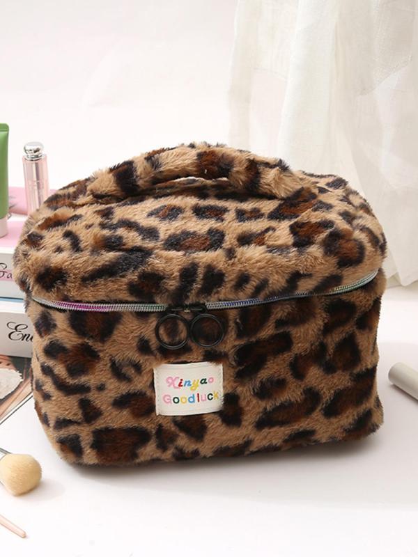 Fashion Leopard Pattern Makeup Bag, Portable Cosmetic Storage Bag, Zipper Makeup Organizer Pouch, Versatile Storage Bag for Travel & Daily Used