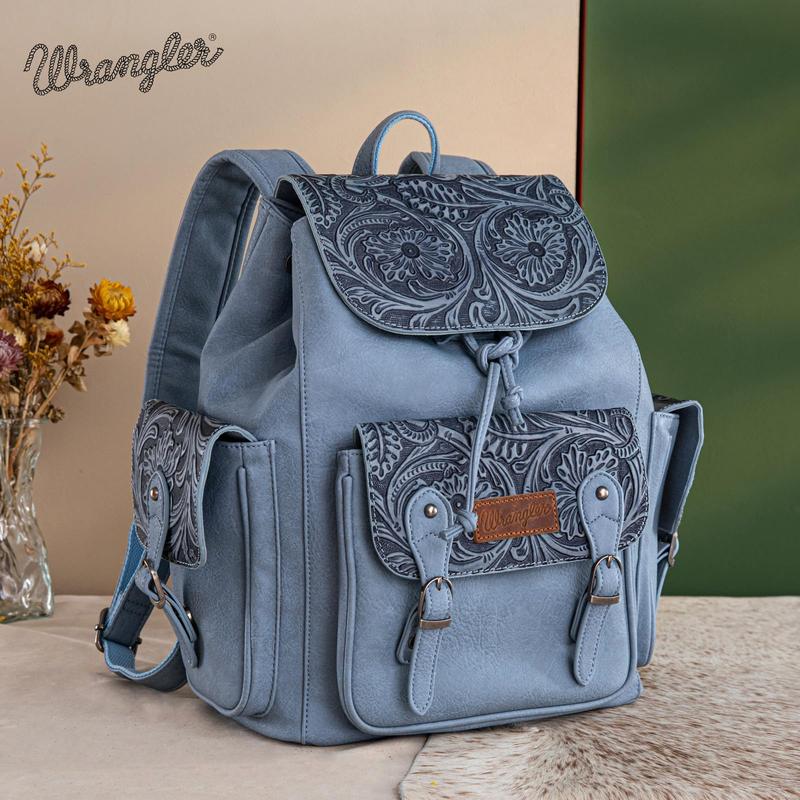 Wrangler Backpack Purse for Women Men Floral Tooled Designer Travel Bags