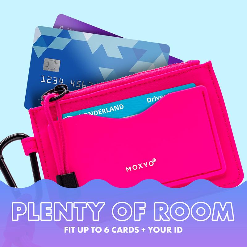 Moxyo Urban Women's Card Holder, Secure 6-Card Minimalist Wallet with Coin Pocket, Silicon Front Pocket for ID (Pink)