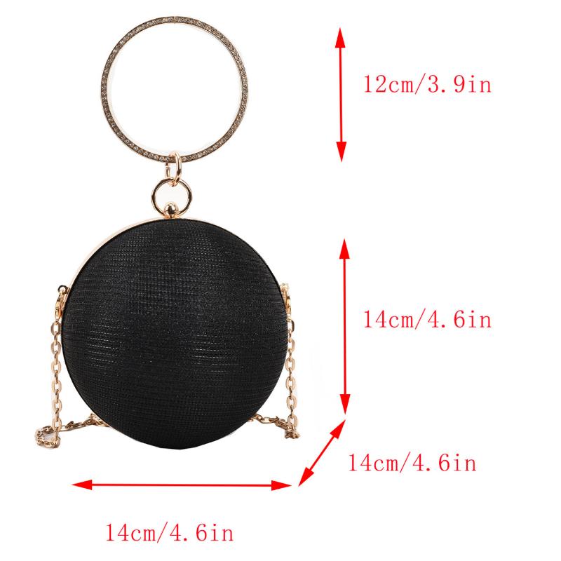 Round Ball Prom Purse, Women's Glitter Evening Bag, Mini Chain Handbag For Wedding & Party (4.6*4.6*4.6) Inch - Perfect for Carnival Mardi Gras