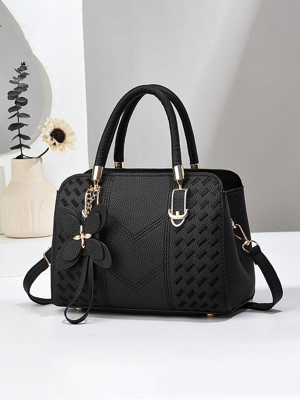 Women's Elegant Flower Decorated Shoulder Bag, Fashionable Pu Leather Crossbody Bag for Daily Used, Casual Trendy Versatile High-quality Daily Handbag