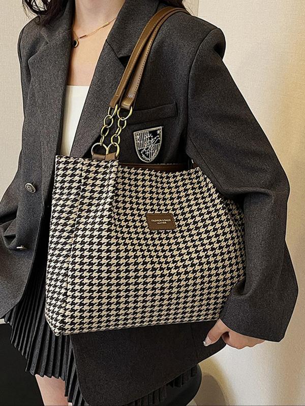 Women's Fashionable Solid Color Tote Bag, Large Capacity Patched Shoulder Bag for Daily Used, Casual Trendy Versatile High-quality Daily Commuting Bag, Girl Fashionable Bag