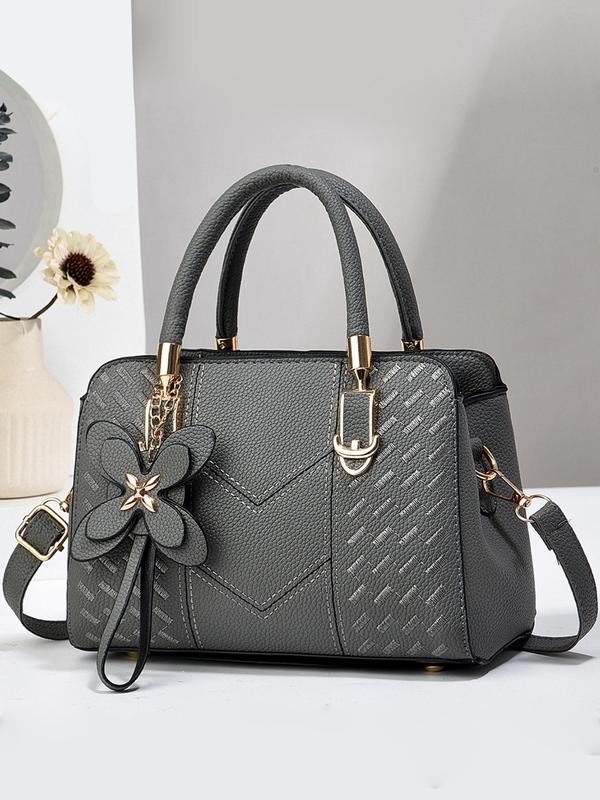 Women's Elegant Flower Decorated Shoulder Bag, Fashionable Pu Leather Crossbody Bag for Daily Used, Casual Trendy Versatile High-quality Daily Handbag