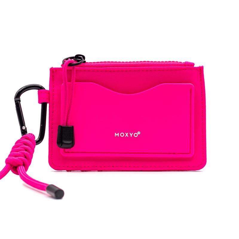 Moxyo Urban Women's Card Holder, Secure 6-Card Minimalist Wallet with Coin Pocket, Silicon Front Pocket for ID (Pink)