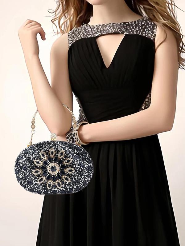 Women's Elegant Rhinestone Decorated Evening Bag, 2024 New Style Exquisite Trendy Evening Bag, Fashionable Bag for Party Prom & Wedding Decoration