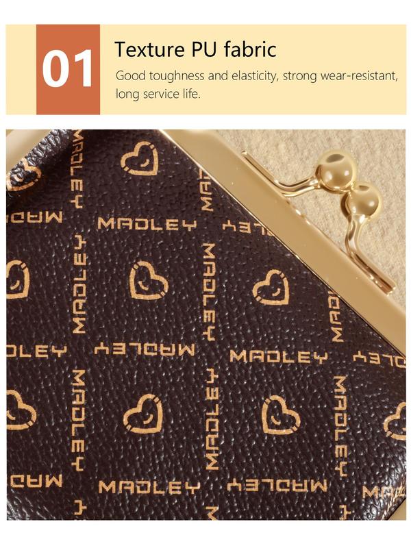 Women's Fashionable Heart & Letter Pattern Zipper Short Wallet, Vintage Multi-card Slots Card Holder with Coin Purse, Casual Trendy Versatile High-quality Daily Wallet