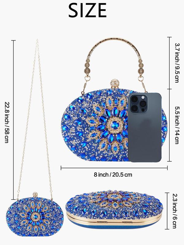 Women's Elegant Rhinestone Decorated Evening Bag, 2024 New Style Exquisite Trendy Evening Bag, Fashionable Bag for Party Prom & Wedding Decoration