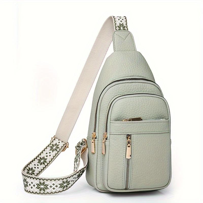 Stylish Women's Vintage Chest Bag with Multiple Pockets and Zipper Closure - Perfect for Leisure and Sports Activities