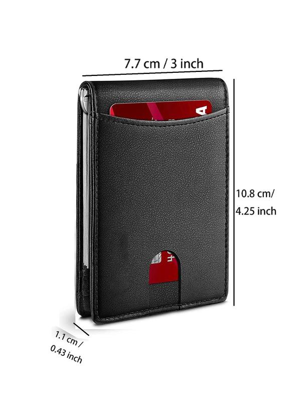 Men's Plaid Pattern Card Wallet, Fashion Minimalist Front Pocket Money Clip Wallet, Casual Simple Design Card Holder for Daily Used