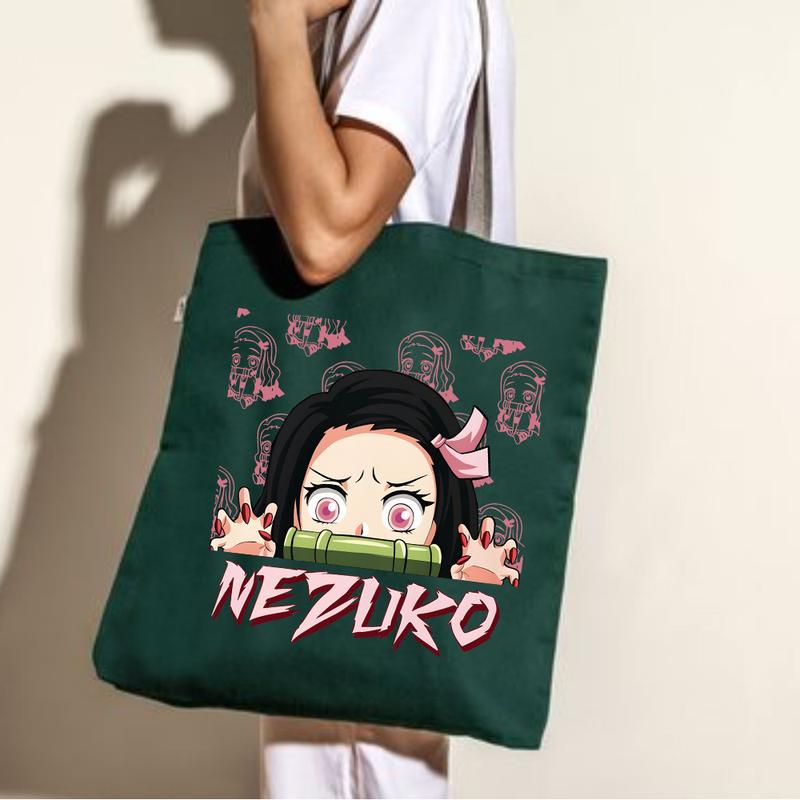 Nezuko Tote Bags, Demon Slayer Tote Bags, Kimetsu No Yabai Merch, Anime lover Tote Bag, Gift for him, gift for Friends, Anime Accessories