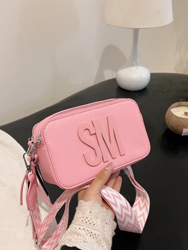 Fashion Letter Pattern Crossbody Bag, Casual Pu Leather Zipper Crossbody Bag for Women, Casual Trendy Versatile High-quality Daily Commuting Bag