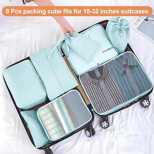 8 Set Portable Travel Storage Bag Set, Fall Travel Organizer Set, Large Zipper Storage Bag, Shoe Bag, Underwear Cosmetic Laundry Makeup Toiletry