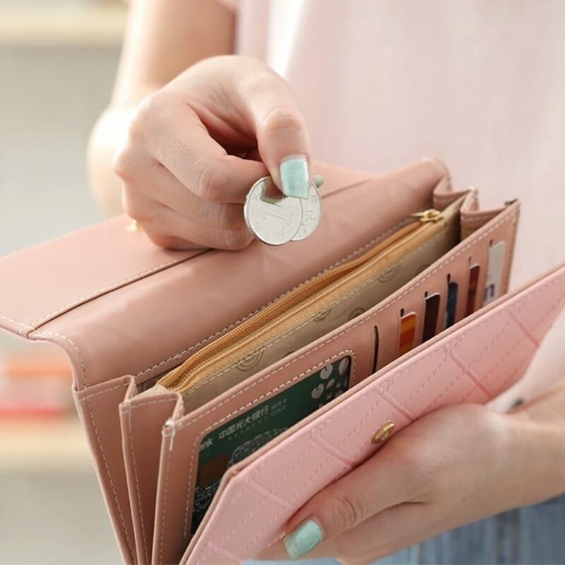 RFID Blocking Women's Wallets Multi Card Case Wallet with Zipper Pocket