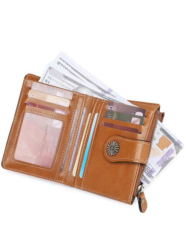 Women's Simple Plain Pu Short Wallet, Fall 2024 New Style Casual Trendy Card Holder, Multifunctional Coin Money Saving Wallet, Purse for Daily Back To School, Fall Outfits, Fall Freshness