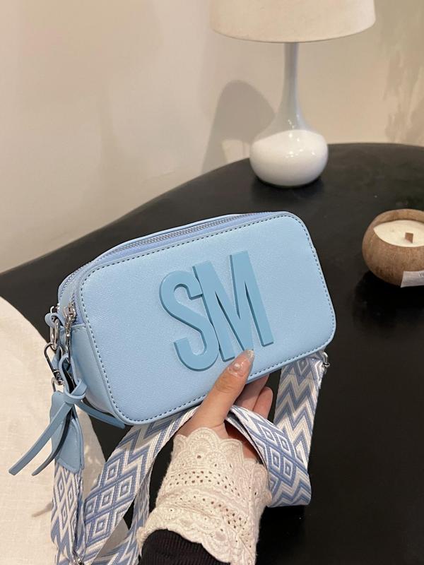 Fashion Letter Pattern Crossbody Bag, Casual Pu Leather Zipper Crossbody Bag for Women, Casual Trendy Versatile High-quality Daily Commuting Bag