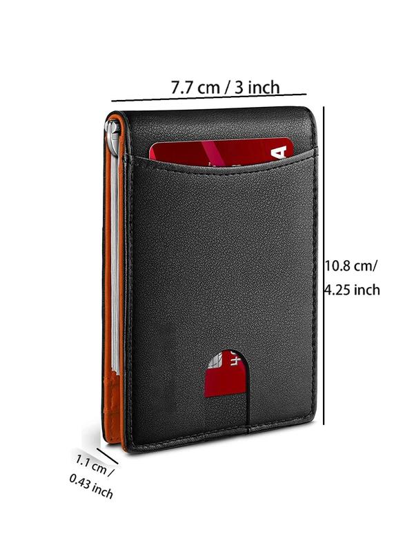 Men's Plaid Pattern Card Wallet, Fashion Minimalist Front Pocket Money Clip Wallet, Casual Simple Design Card Holder for Daily Used