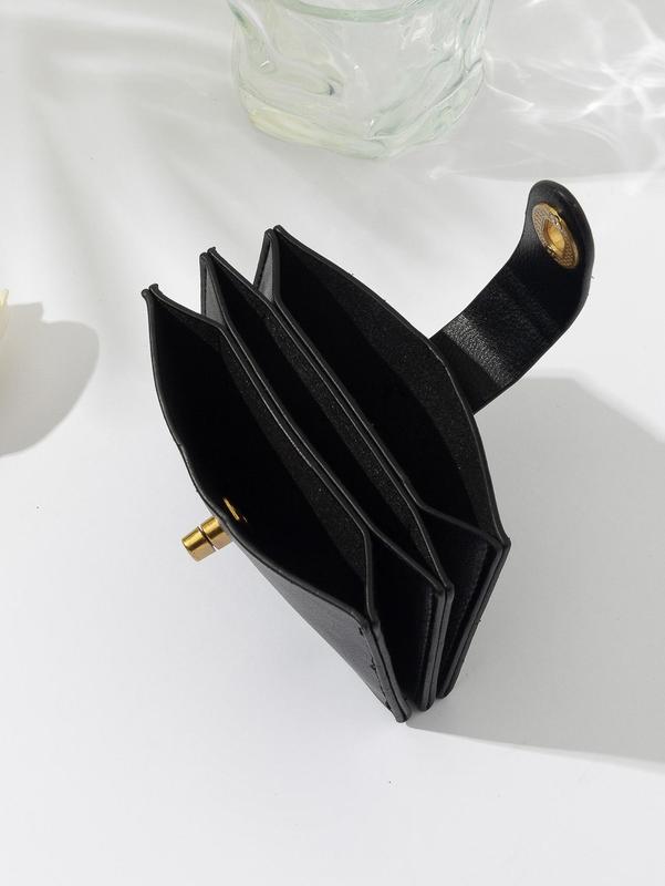 Women's Simple Plain Pu Leather Short Wallet, Purses for Women, Everyday Purse, Casual Business Card Holder, Fashionable Card Holder for Daily Use