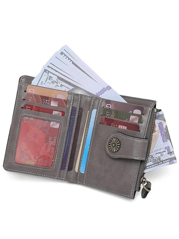 Women's Simple Plain Pu Short Wallet, Fall 2024 New Style Casual Trendy Card Holder, Multifunctional Coin Money Saving Wallet, Purse for Daily Back To School, Fall Outfits, Fall Freshness