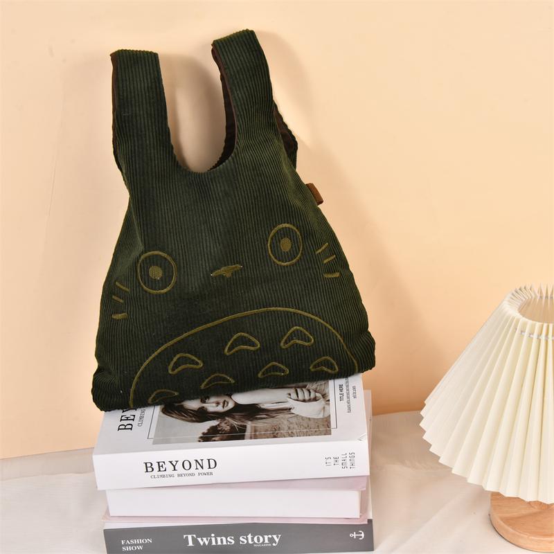 Cute Totoro Japanese Corduroy Tote Bag,Shopping Tote Bag,Soft push Bag Gift,Corduroy Bag,Birthday Gift, Christmas Gift