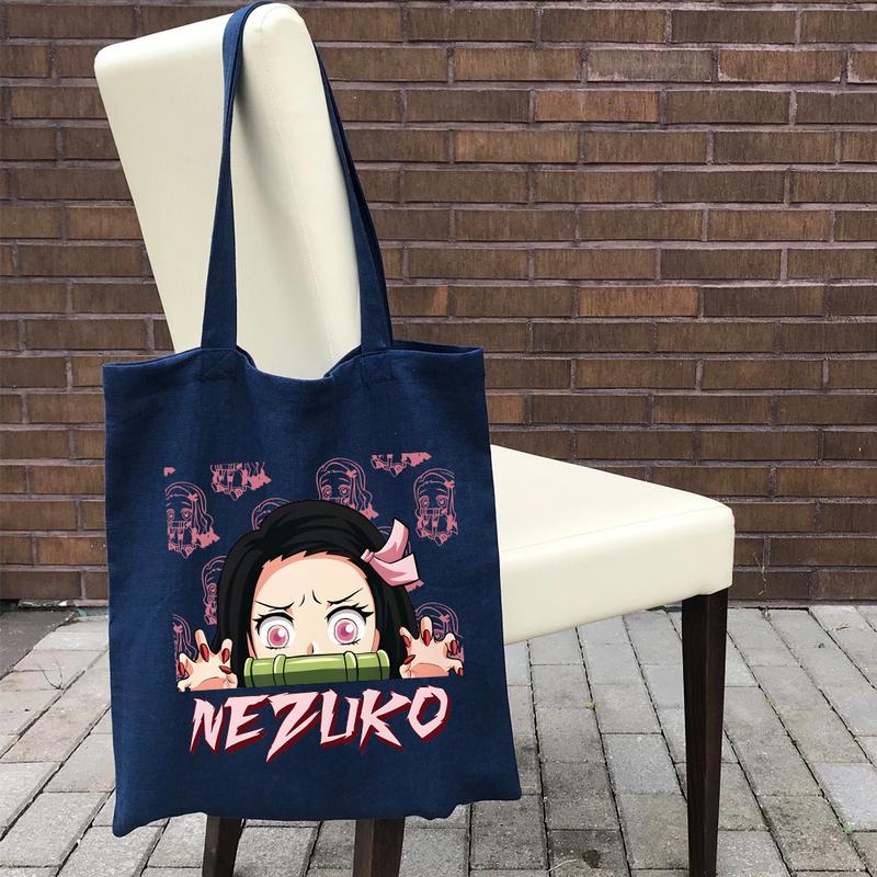 Nezuko Tote Bags, Demon Slayer Tote Bags, Kimetsu No Yabai Merch, Anime lover Tote Bag, Gift for him, gift for Friends, Anime Accessories