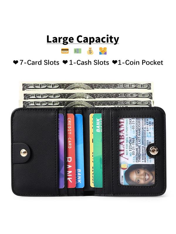 Women's Solid Color Zipper Short Wallet, Fashionable PU Leather Coin Purse, Casual Versatile Card Holder for Daily Used