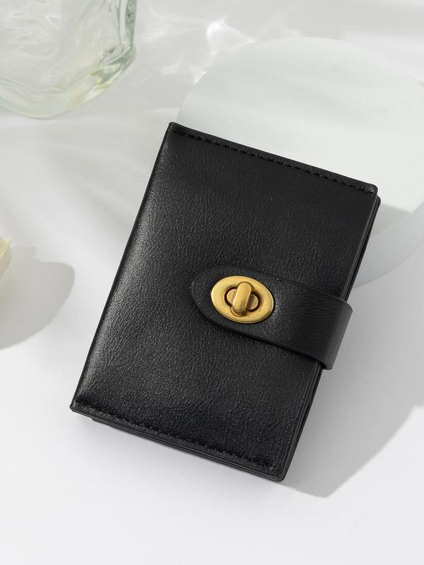 Women's Simple Plain Pu Leather Short Wallet, Purses for Women, Everyday Purse, Casual Business Card Holder, Fashionable Card Holder for Daily Use