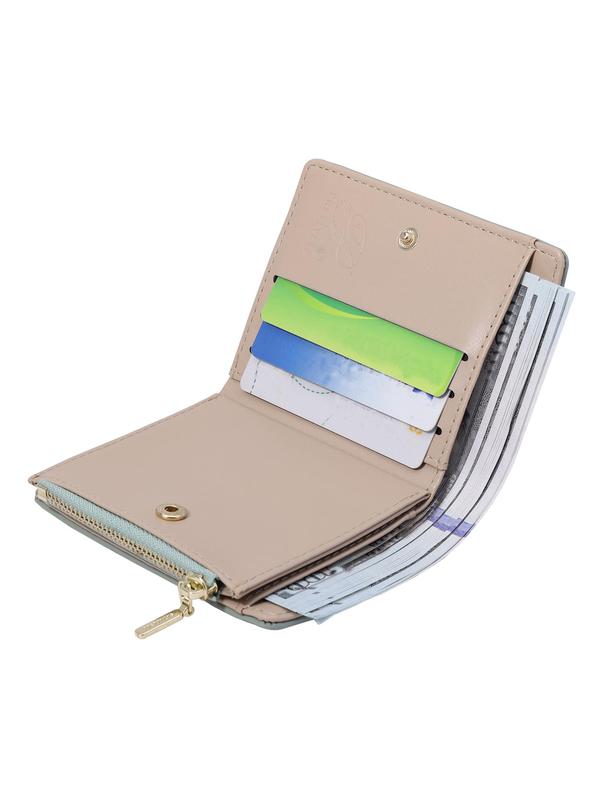 Floral Pattern Short Wallet, Cute Zipper Bifold Wallet, Lightweight Multi-card Wallet, Travel Daily Collection Gift