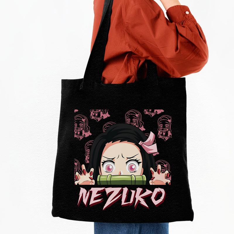 Nezuko Tote Bags, Demon Slayer Tote Bags, Kimetsu No Yabai Merch, Anime lover Tote Bag, Gift for him, gift for Friends, Anime Accessories