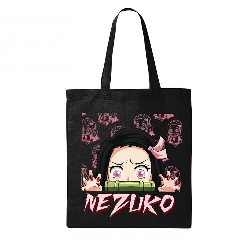 Nezuko Tote Bags, Demon Slayer Tote Bags, Kimetsu No Yabai Merch, Anime lover Tote Bag, Gift for him, gift for Friends, Anime Accessories