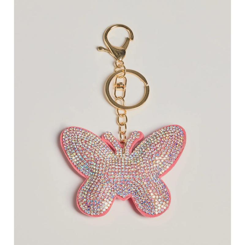 Whimsical Rhinestone Butterfly Bag Charm